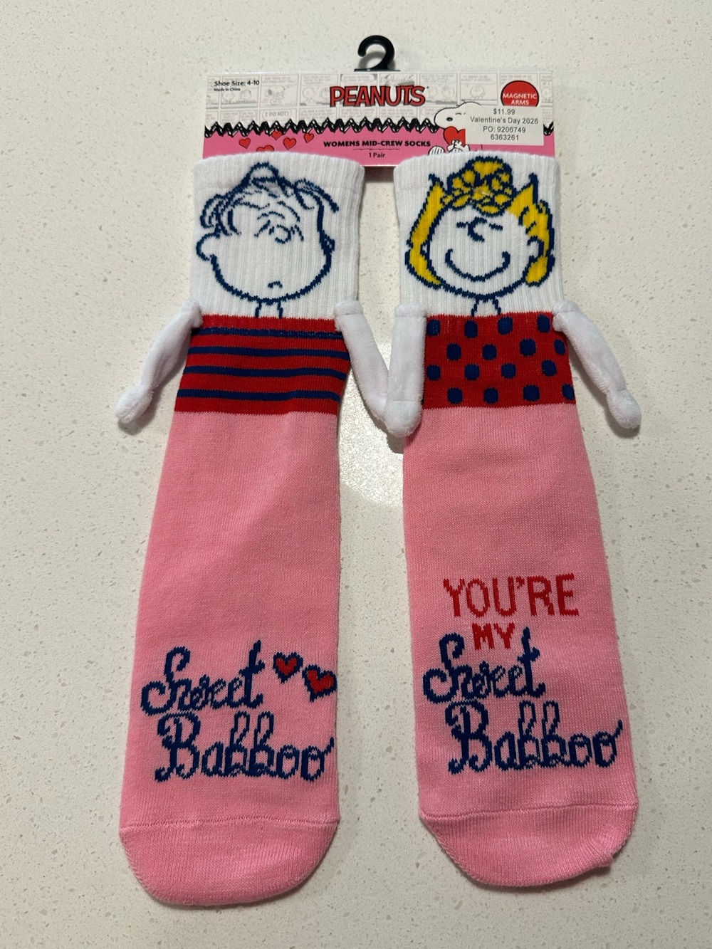 Peanuts Pink 'You're My Sweet Babboo' Character Socks